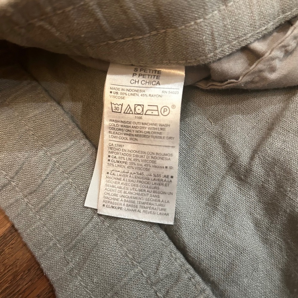 Old Navy Linen Blend Pants Womens Sage Green Drawstring Wide Leg S Petite - Picture 6 of 10